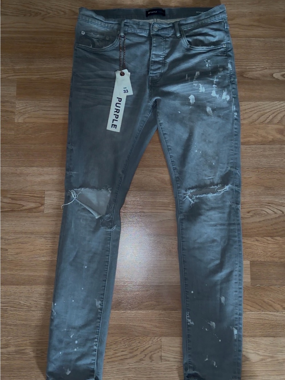 AUTHENTIC GREY PURPLE BRAND JEANS SLIM FIT DISTRESSED WITH ALL CORRECT TAGS.
